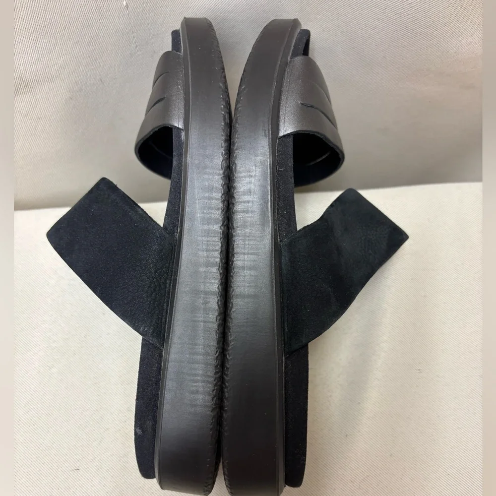 ECCO 2 Strap Black Leather Sandals Slip-on Danish Design Size 36/5 - 5.5